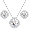 Gugots Square Moissanite Earrings and Necklace Set for Women