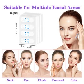 KEQAR 80 Stück Facelifting Aufklebers, Unsichtbare Facelifting Tape für V-Form Gesicht, Lift Gesicht Aufkleber, Verbergen von Gesichtsfalten, Lifting Schlaffe Haut, Make-up-Facelifting-Tools