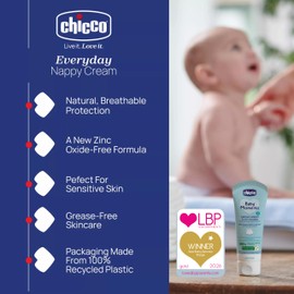 Chicco Baby Moments Daily Wrap Cream, Nappy Change Paste Light Texture for Everyday Use, Fragrance Free, Dermatologically Tested for Sensitive Skin, 100ml