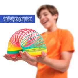 PowerTRC 6 Pcs Big Slinky Toys for Kids Goodie Bag Stuffer Rainbow Large Slinky Party Favors Spring Toy Slinkies for Carnival Prize Classroom Exchange Gifts (4 inches)