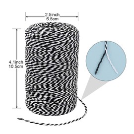 Black and White Bakers Twine, 656 Feet Cotton String, DIY Crafts, Baby Shower, Projects Wrapping