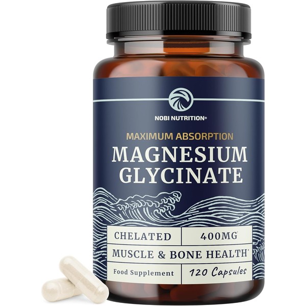 Magnesium Glycinate 400mg | Chelated Bisglycinate for Muscle Relaxation, Bones,