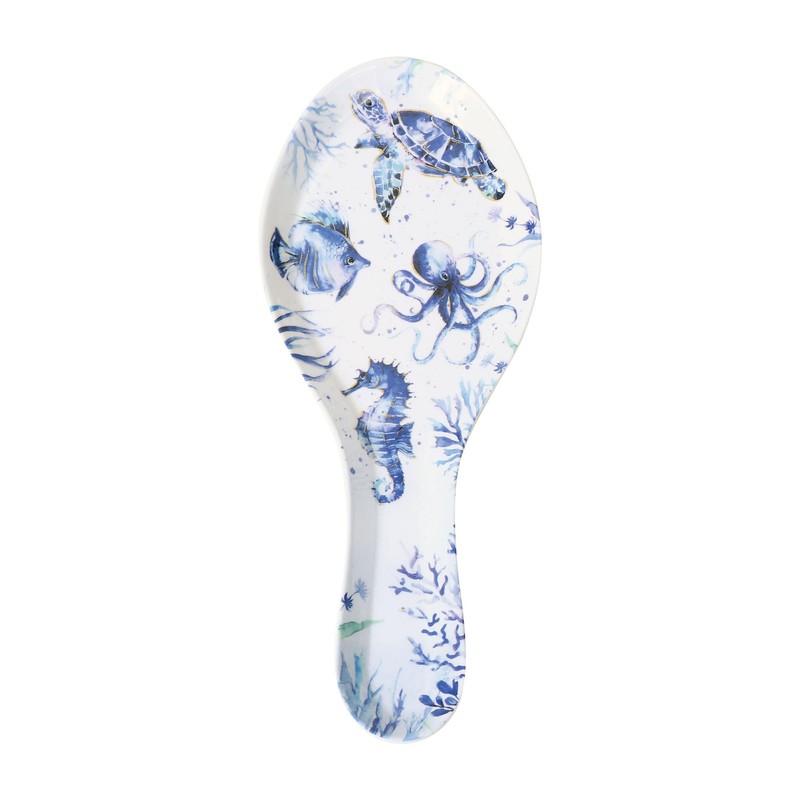 UPware Indigo Sea Life Melamine Spoon Rest, Cooking Spoon Holder