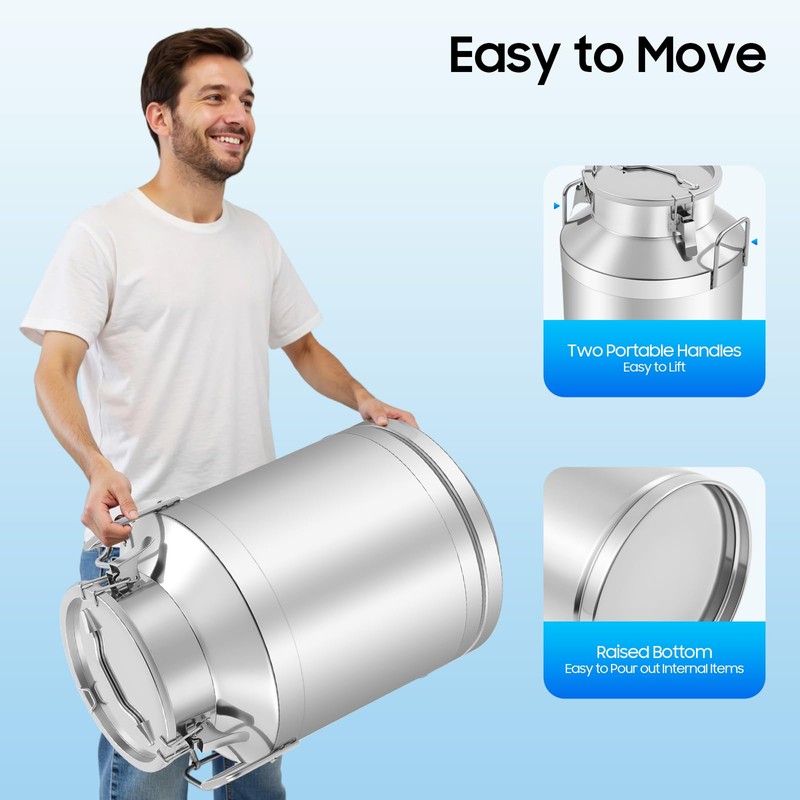 50L/13.3 Gallon Stainless Steel Milk Can - Heavy Duty Milk