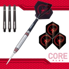 Unicorn Unisex Core Plus|Style 2|Steel Tip Darts, Silver / Black, 22 G EU