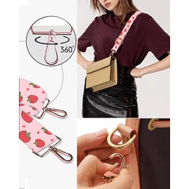ZHIZHEND Purse Straps Rose Gold Buckles Wide Shoulder Strap,Fashion Adjustable Replacement Belt for Crossbody Canvas Bag Handbag(cute strawberry)