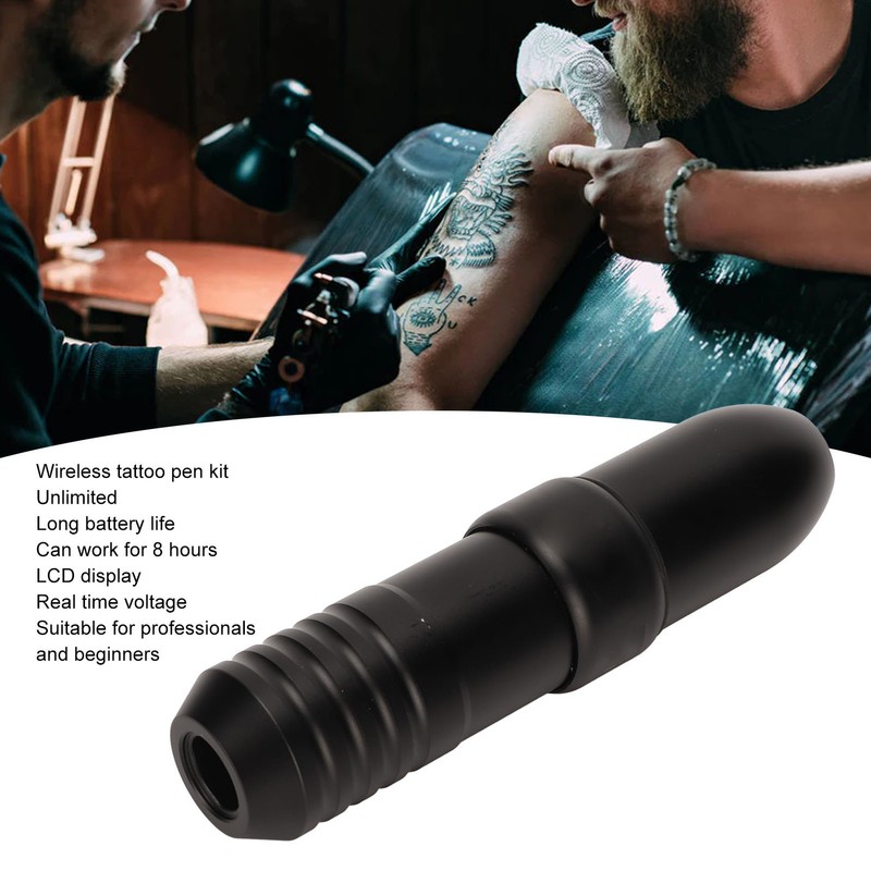 Wireless Tattoo Pen Kit LCD Alloy Adjustable RCA Interface Rotary