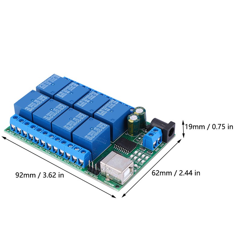 UD23A08 USB Relay Module MultiFunction 8 Channel UART Serial Port