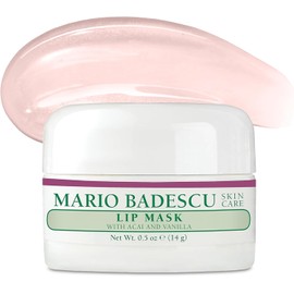 Mario Badescu mascarilla para labios con acaí y vainilla para todo tipo de piel, tratamiento de labios durante la noche enriquecido con aceite de coco suavizante de la piel y manteca de karité hidratante, 14 gr