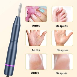 Torno para Uñas, Lima de Uñas Eléctrica, 11 en 1 Taladro de Uñas Eléctrico Profesional, 20,000 RPM Velocidad Ajustable Torno Portátil para Uñas, Manicura y Pedicura, Azul Oscuro