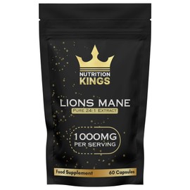 Nutrition Kings Lion’s Mane Mushroom Supplement 1000mg – 60 Vegan Capsules, 24:1 Extract – for Cognitive Function, Mental Clarity, Focus & Wellbeing – No Fillers