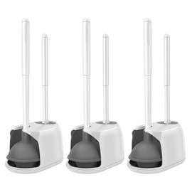SetSail Toilet Brush Set, 3 Pack with Holder, White