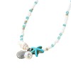 Sea shell necklace, rice beads adjustable braided collarbone chain blue