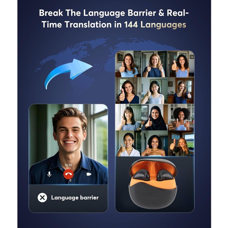 Dpofirs AI Translation Earbuds, 3 in 1 BT5.4 Noise Cancelling