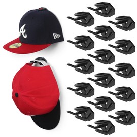 Modern JP - Ganchos adhesivos para sombrero de pared (paquete de 16) – Estante para sombreros para gorras de béisbol, exhibición de sombrero minimalista, ganchos de sombrero de sujeción fuerte para pared – pendiente de patente estadounidense, negro