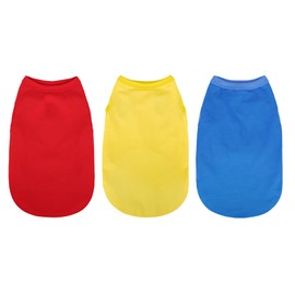 Upgrade Your Pup's Wardrobe: 3-Pack Sleeveless Cotton Dog Shirts for Small and Medium Dogs. Keep Your Pet Cool and Stylish with Colorful Tank Tops Red Yellow and Blue M