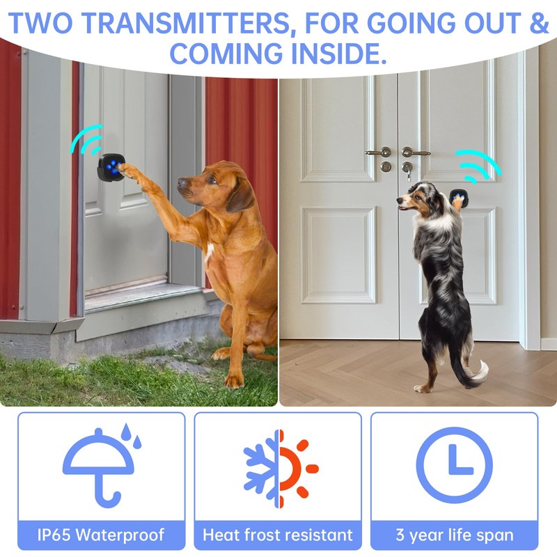 Whimsii Dog Doorbell for Toilet Training, Wireless Dog Door Bell