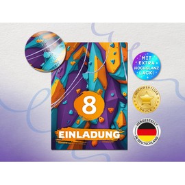 12 Invitation Cards for 8th Children's Birthday Girls Boys Climbing Park Cool Colourful Invitations Eighth Birthday