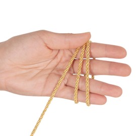 Shelver 3mm Gold Rope, Decorative Metallic Cord, Shiny Twisted Cord, 15 Metres