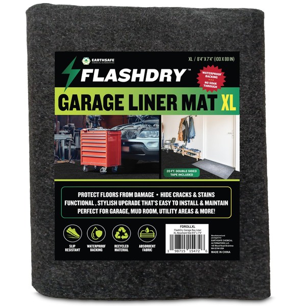 FLASHDRY Garage Floor Mat XL 8'4"x7'4" - Extra Large Waterproof
