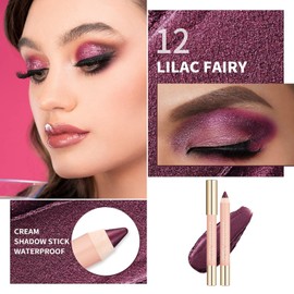 Oulac Lápiz de ojos con purpurina impermeable, barra de sombra de ojos altamente pigmentada, suave y duradera, acabado brillante con purpurina, maquillaje de ojos mezclable, belleza vegana 0.13 oz
