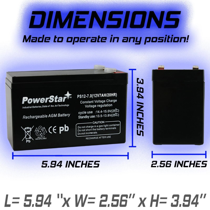 PowerStar 2 Pack - 12V 7Ah Battery RAZOR Scooter MX350