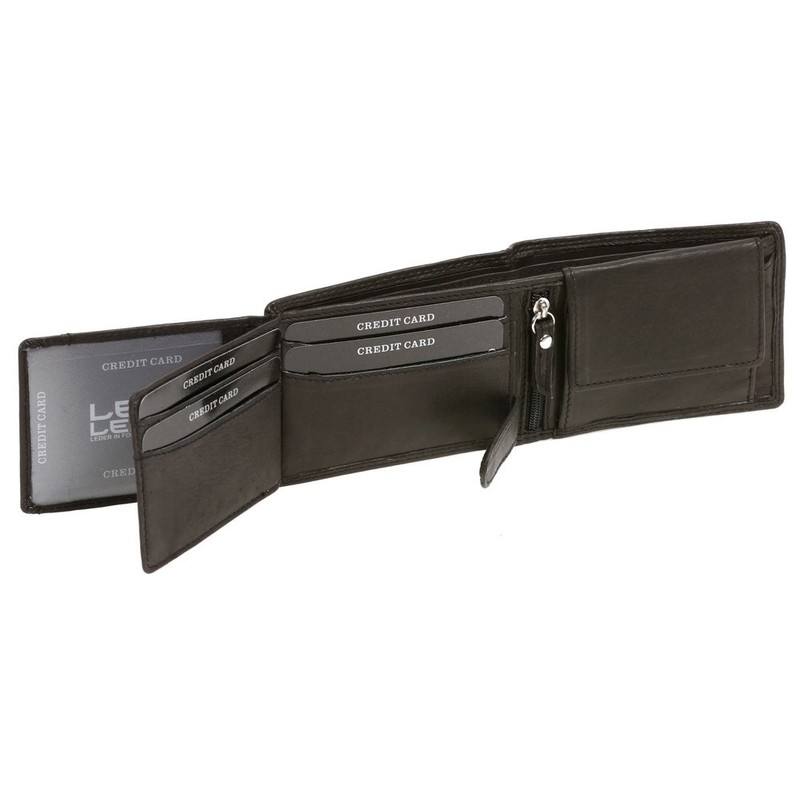 Mens Wallet LEAS, Genuine Leather, black - ''LEAS Mini-Edition''