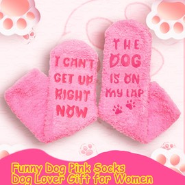 AmoraKiva Dog Mom Gifts for Women - Funny Pink Socks Birthday Gift For Dog Lovers Women Novelty Pink Dog Fuzzy Socks Valentine Birthday Friends Gifts (One Size)