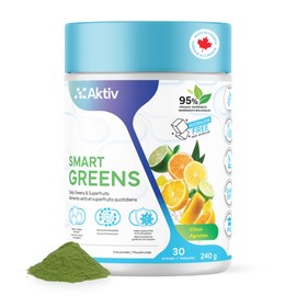 Aktiv Greens Supplement – Citrus | 95% Organic Ingredients | Sucralose Free | No Artificial Flavors or Colors | Made in Canada | 30 Servings