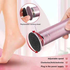 Ranrose Electric Feet Callus Remover - Foot File Electric with Speed Controller Pedicure Tools Professional for Dead Skin and Calluses, 60PCS Sandpaper Disk, Pink