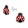 Ladybird Earrings with Crystal Stones - 925 Sterling Silver