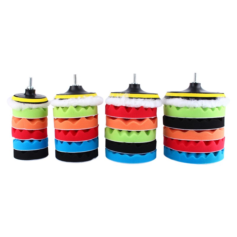 7Pcs 7" Sponge Polishing Waxing Buffing Pads Kit Compound Car