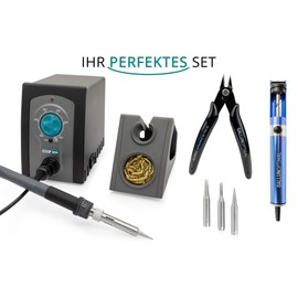 QUICK 969A+ Analogue Industrial Hand Soldering Station 70 W Working Temperature 200°-450°C Adjustable Calibrable Set with Storage Stand and 5-Piece Accessories