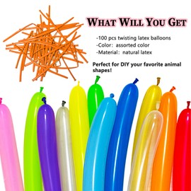 100 Pcs Orange Long Balloons Thickening Latex Twisting Balloons, 260Q Balloons for Animals Birthday hallween party decor (Orange)