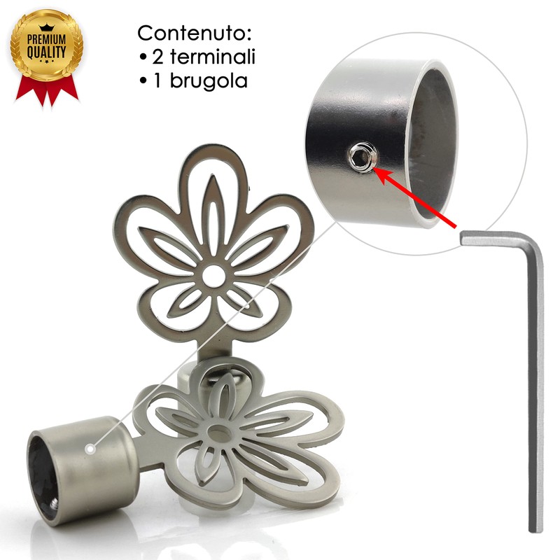 GIRASOLE HOME® 2 x 18-20mm Curtain Rod End Piece (Satin