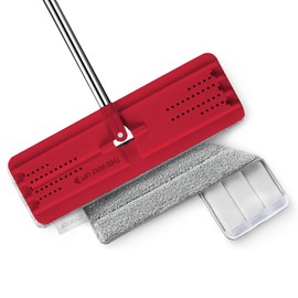 JOYMOOP Flat Mop, Microfiber Mops for Floor Cleaning and Wall Cleaner, 50" Mop with 13" Flat Head with a Microfiber Mop Pad - Black & Red