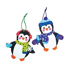Fun Express Penguin Foam Christmas Ornaments Crafts for Kids - Makes 12 - DIY Activities