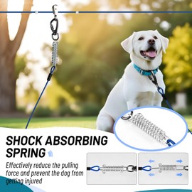 Dog Runner for Yard, Heavy Duty 200FT Dog Runs for Outside with 10FT Tie Out Cable, Trolley System Zipline for Large Dogs Up to 250lbs, Chew Proof Run Cable for Camping