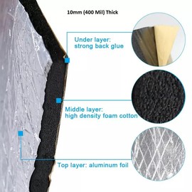 Thermal Sound Deadening (10MM 400MIL) Automotive Heat Shield Reflective Insulation Mat Vehicle Car Truck SUV RV Engine Bay: Firewall Noise Reduce Heavy Duty Adhesive Roller DIY Kit (24 inch x 4 ft)