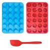 24 tazas de molde de muffin de silicona con espátula,