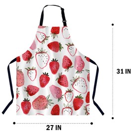 BGBDEIA Watercolor Strawberries Kitchen Apron for Women Men, Unisex Adjustable Cooking Apron, Waterproof Apron for Home Kitchen, Restaurant, Coffee House