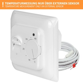 Mi-Heat MST1 Flush-Mounted Room Thermostat with Floor Sensor, White, Thermostat for Electric Underfloor Heating