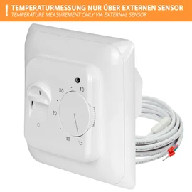 Mi-Heat MST1 Flush-Mounted Room Thermostat with Floor Sensor, White, Thermostat for Electric Underfloor Heating