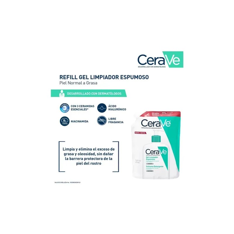 Gel Limpiador Espumoso Piel Normal A Grasa 473 Día/noche Cerave