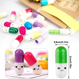 Prmape 200 pcs Capsule Letters Message, Cute Color Pill Pill Capsules with Smiley Faces, Capsule Message Pill Letter for Love Letters, Friendship Notes or Gifts