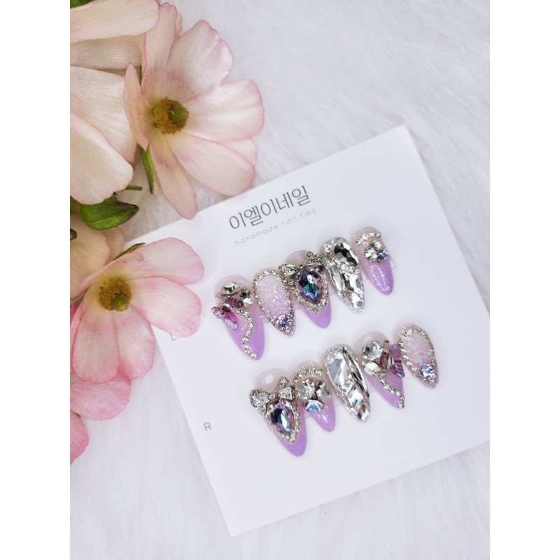 [Premium Nail] Butterfly Nail Violet Gradient Handmade Nail Tip -