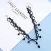 Allereya Black Lace Choker Necklace, Black Drop Crystal Necklace Gothic