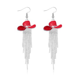 Western Dangle Earrings for Women Long Tasse Cowhat Earrings Rodeo Jewelry Country Concert Outfit Accessories