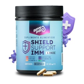 Shield Support - 60 Cápsulas Naturales con Vitamina C, Vitamina D3, Zinc, Quercetina, Astaxantina y Pimienta Cayena | Vitaminas 100% Natural | Suplemento Alimenticio Sin Gluten ni Aditivos | BPN PRO