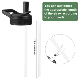 Straw Lid for Nalgene Wide Mouth Water Bottles 32 OZ, Replacement Straw Lid Compatible with Nalgene 32 OZ Bottles, Top Lids With 2 Straws and 1 Straw Brush (Black)